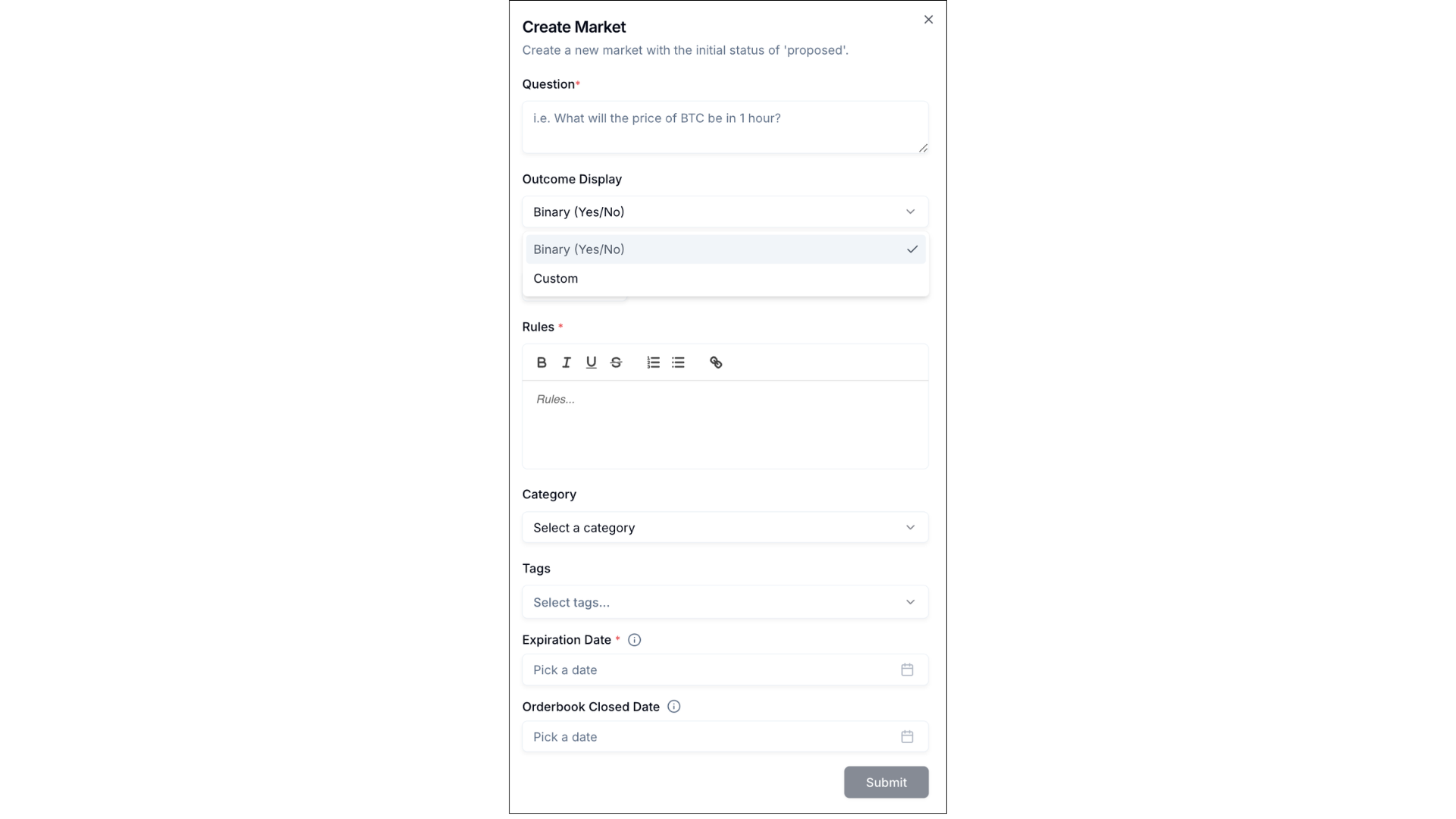 有特定問題、規則、分類同到期日嘅表格